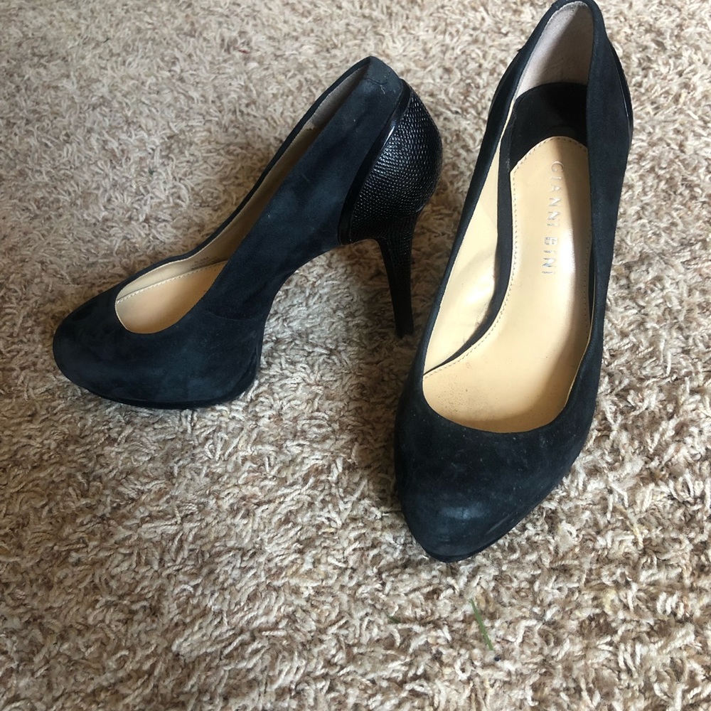 Black Felt High Heels